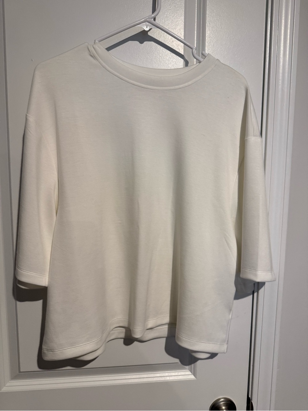 Double Zero Ivory Relaxed Crew Neck Short Sleeve Top